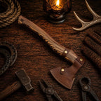 PUNISHER ETCHED HAND FORGED CARBON STEEL HANDMADE HUNTING VIKING TOMAHAWK HATCHET AXE 20”