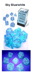 Borealis Sky Blue/white 7-Dice / 16mm / 12mm / 30mm Luminary - 7-Dice