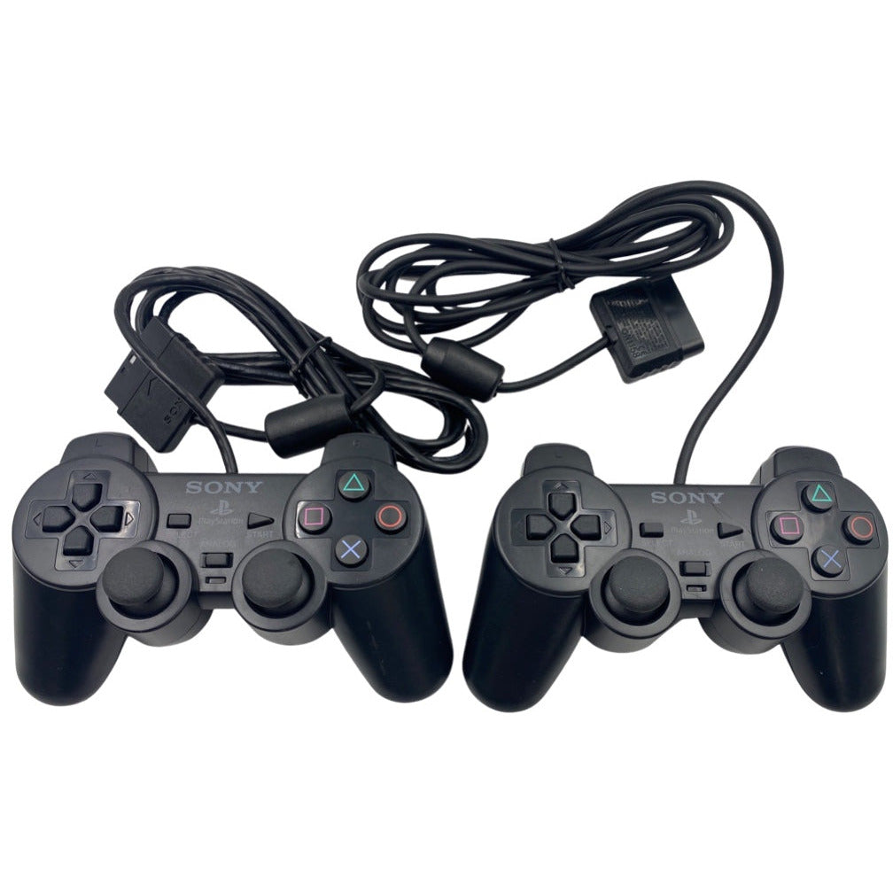 Slim (Black) PlayStation 2 System (2 - OEM Controllers)