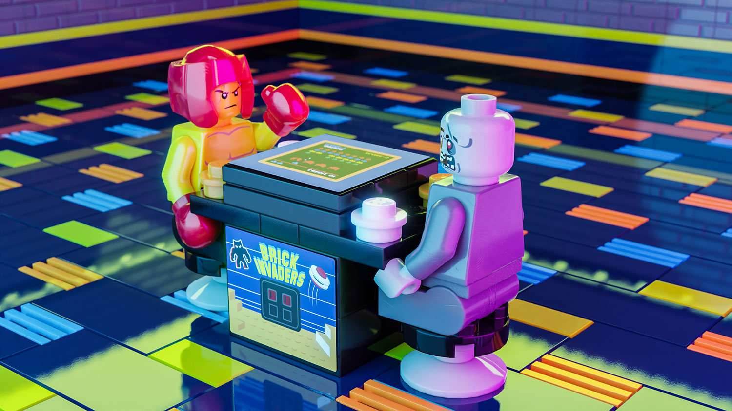 Brick Invaders 2-Player Classic Arcade made using LEGO parts - B3 Customs - 