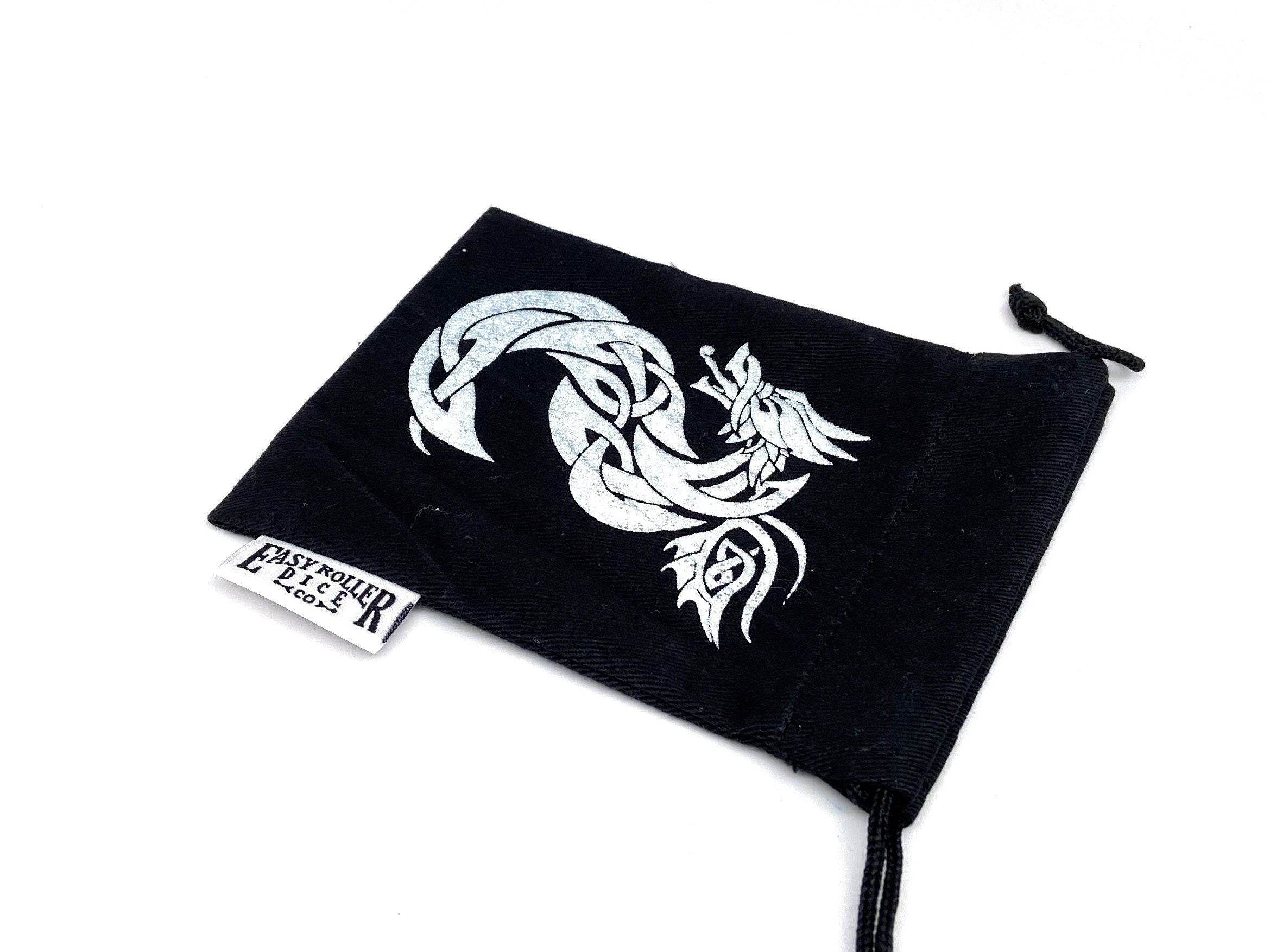 Small Cotton Twill Dice Bag - Celtic Knot Dragon Design - 