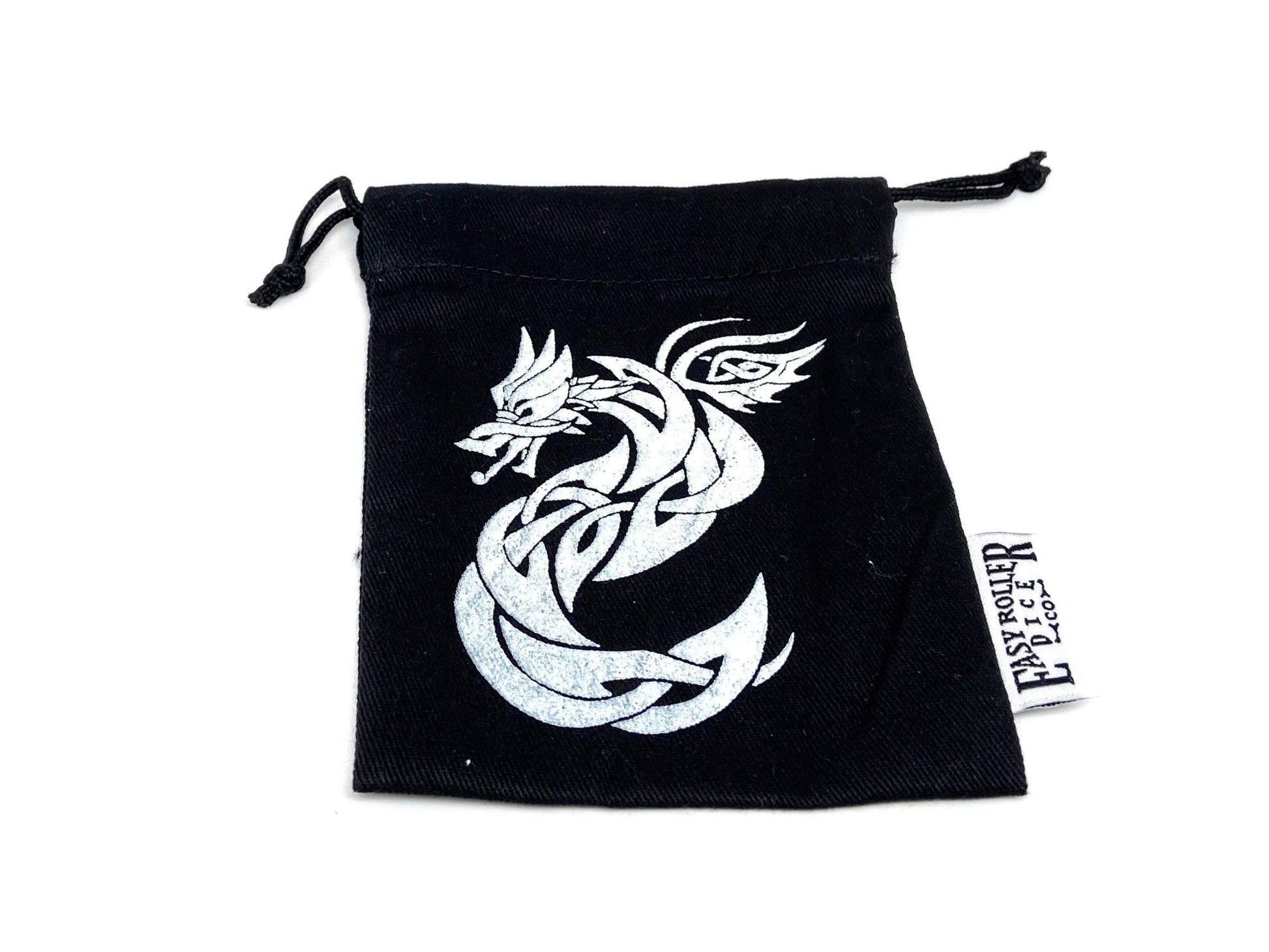 Small Cotton Twill Dice Bag - Celtic Knot Dragon Design