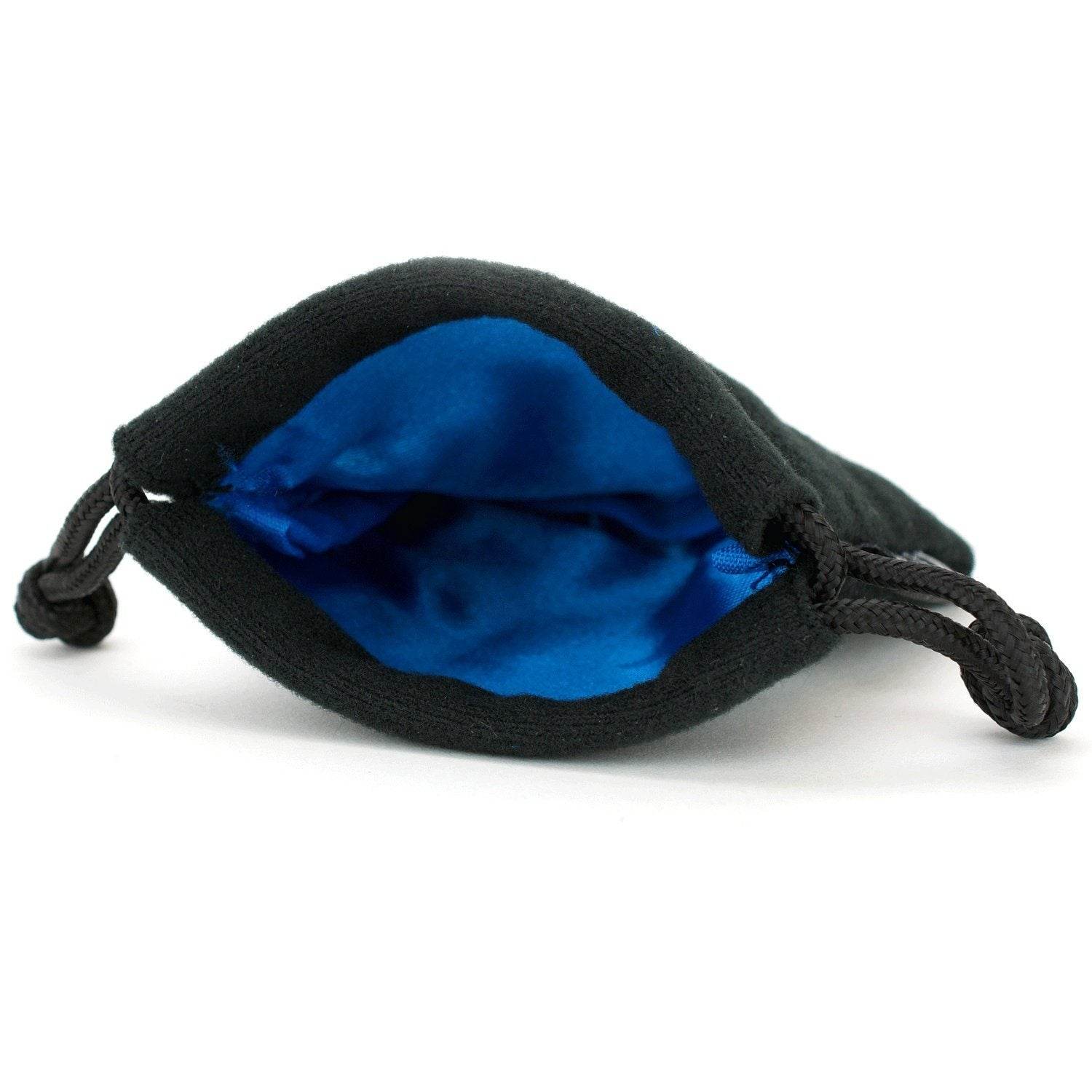 Small Dice Bag 3.75x4 - Black Velvet Exterior, Satin Non-Rip Liner - Multiple Colors Available - Blue