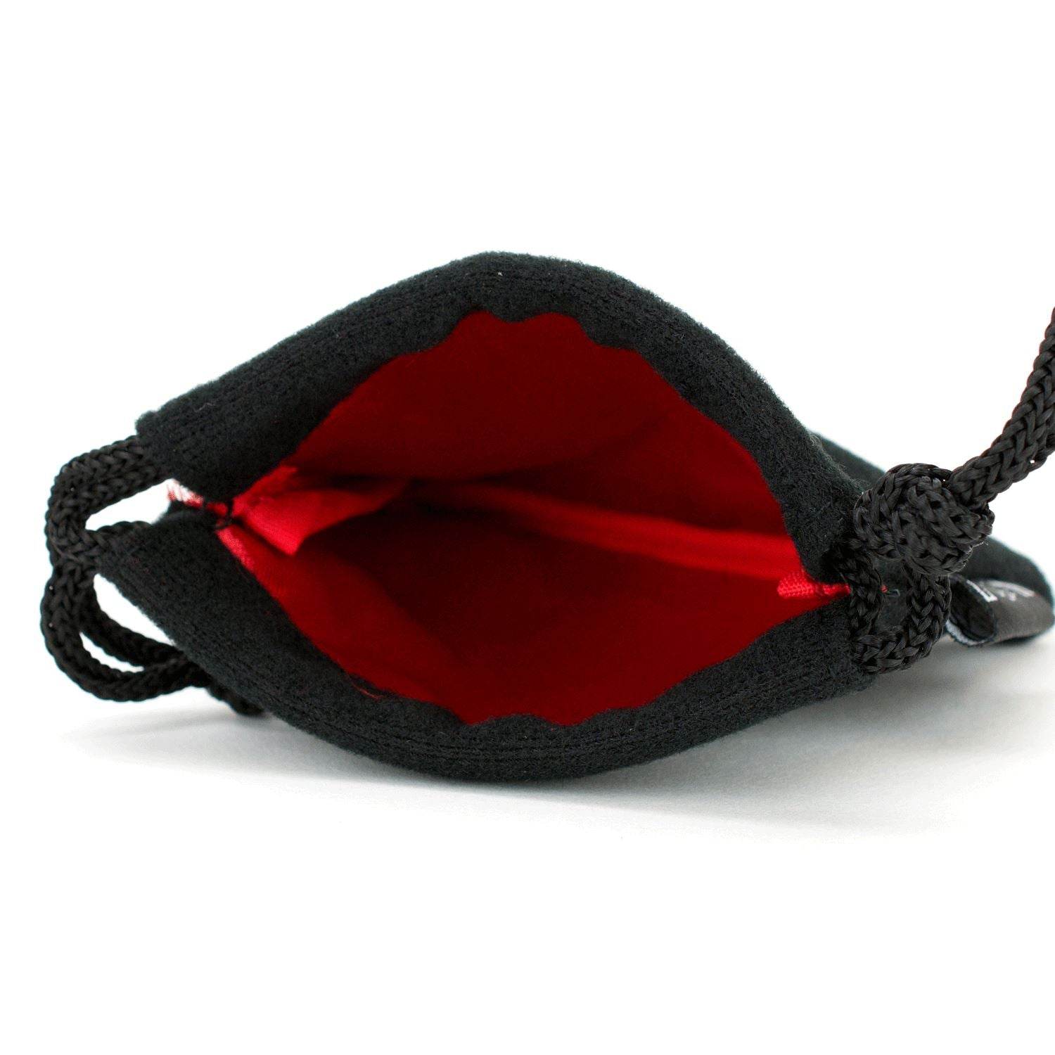 Small Dice Bag 3.75x4 - Black Velvet Exterior, Satin Non-Rip Liner - Multiple Colors Available - Red