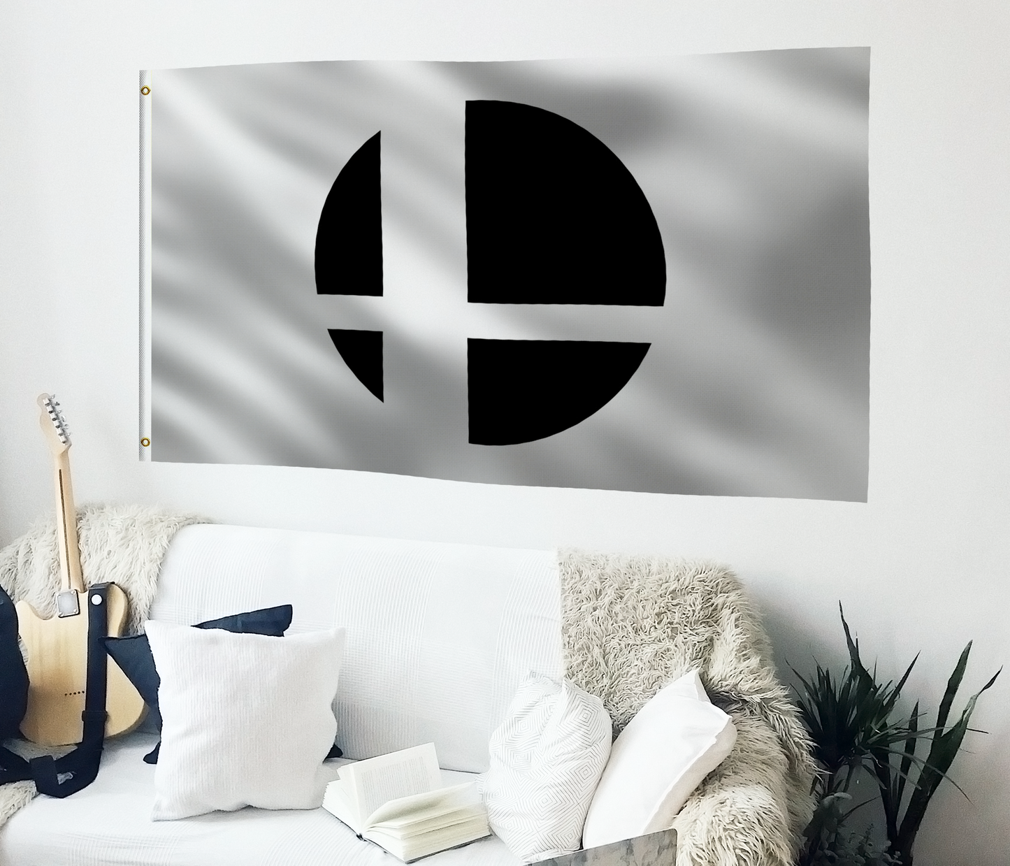 Super Smash Bros. Symbol Flag (White)