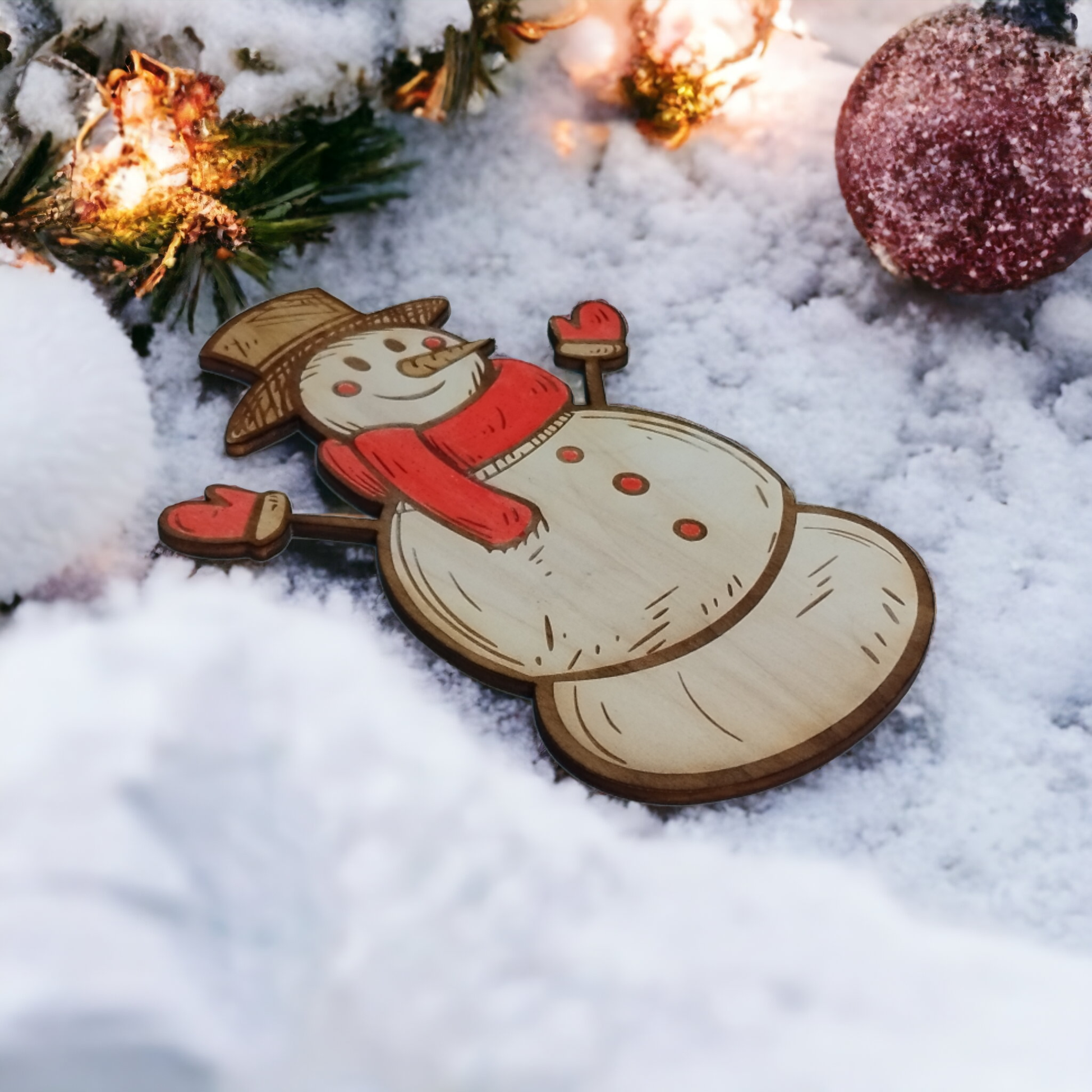 Snowman Wooden Christmas Decoration - Home Decor