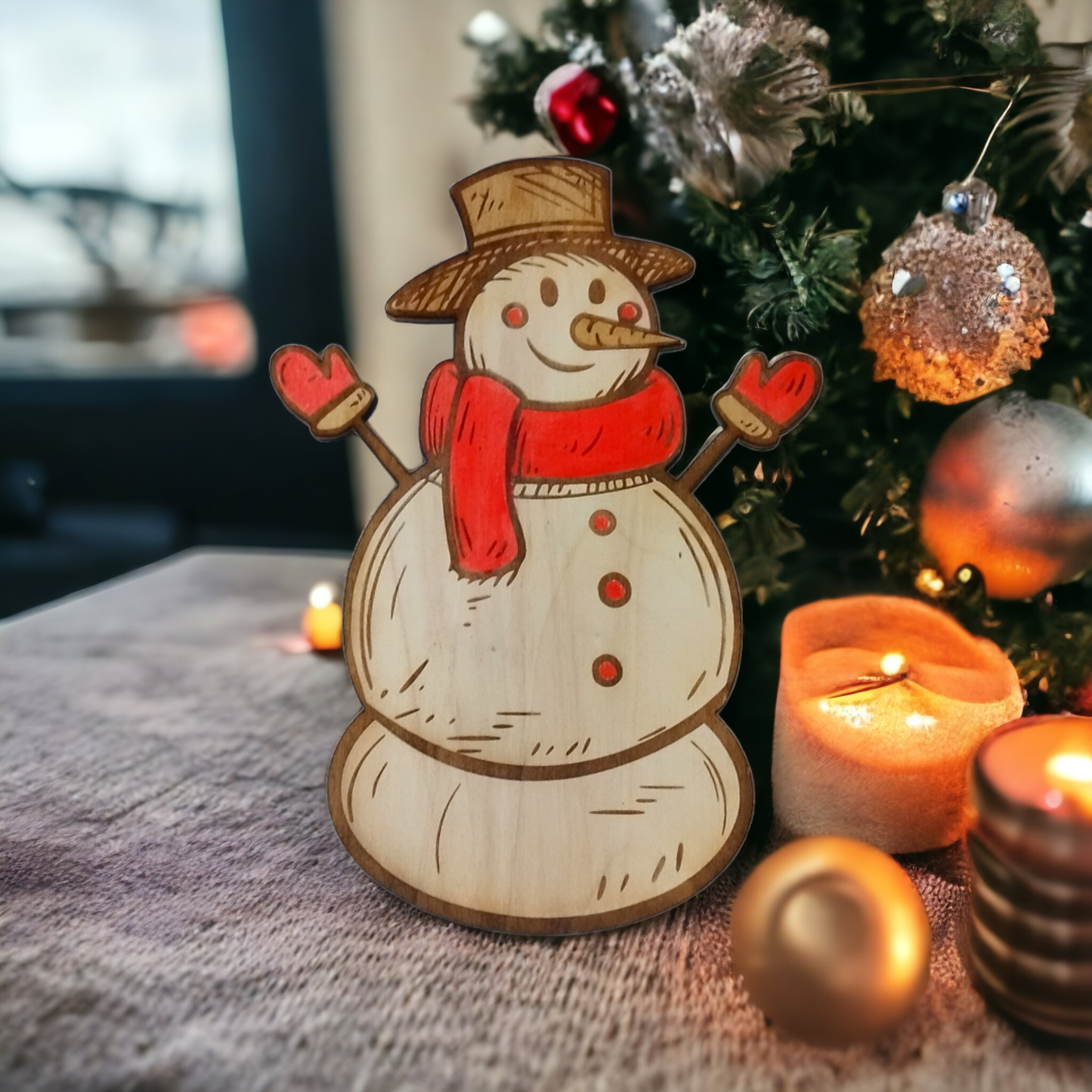 Snowman Wooden Christmas Decoration - Home Decor