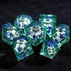 Soccer Core Resin DND Dice Set + Blue Font