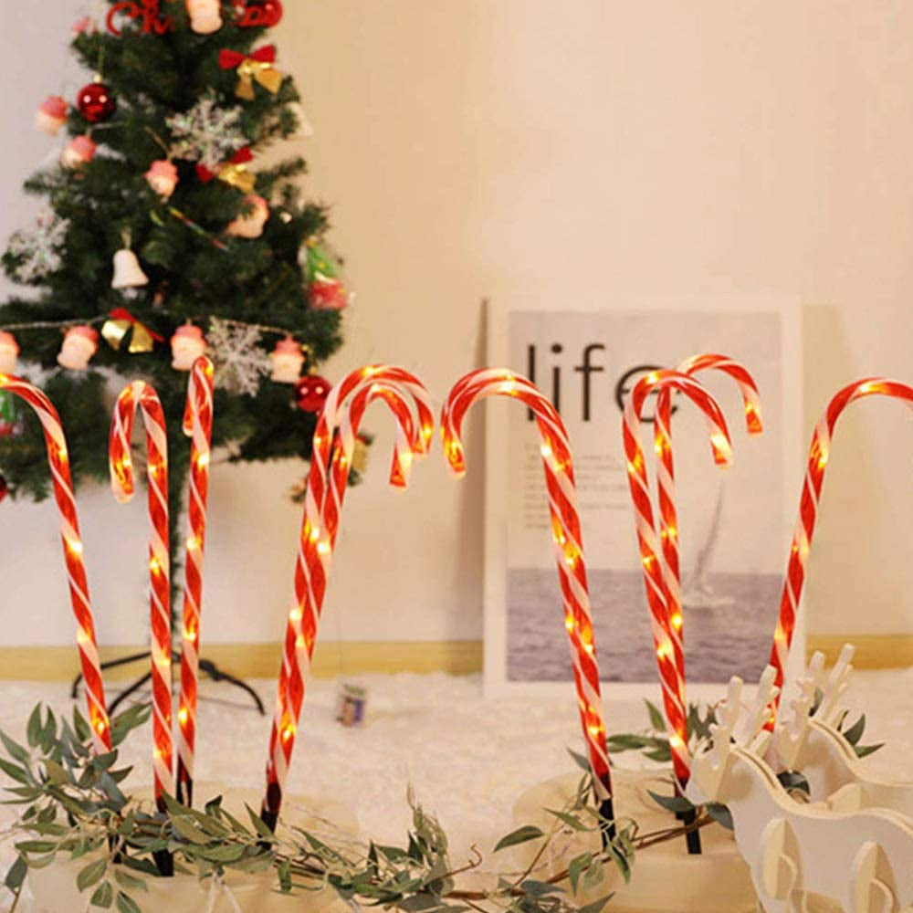 Solar Powered Christmas Candy Cane Pathway Lights Markers