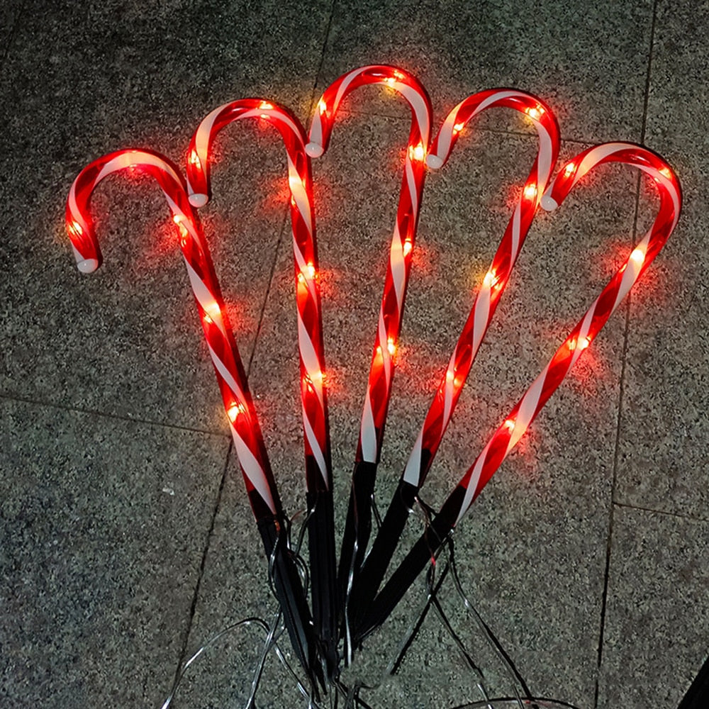 Solar Powered Christmas Candy Cane Pathway Lights Markers