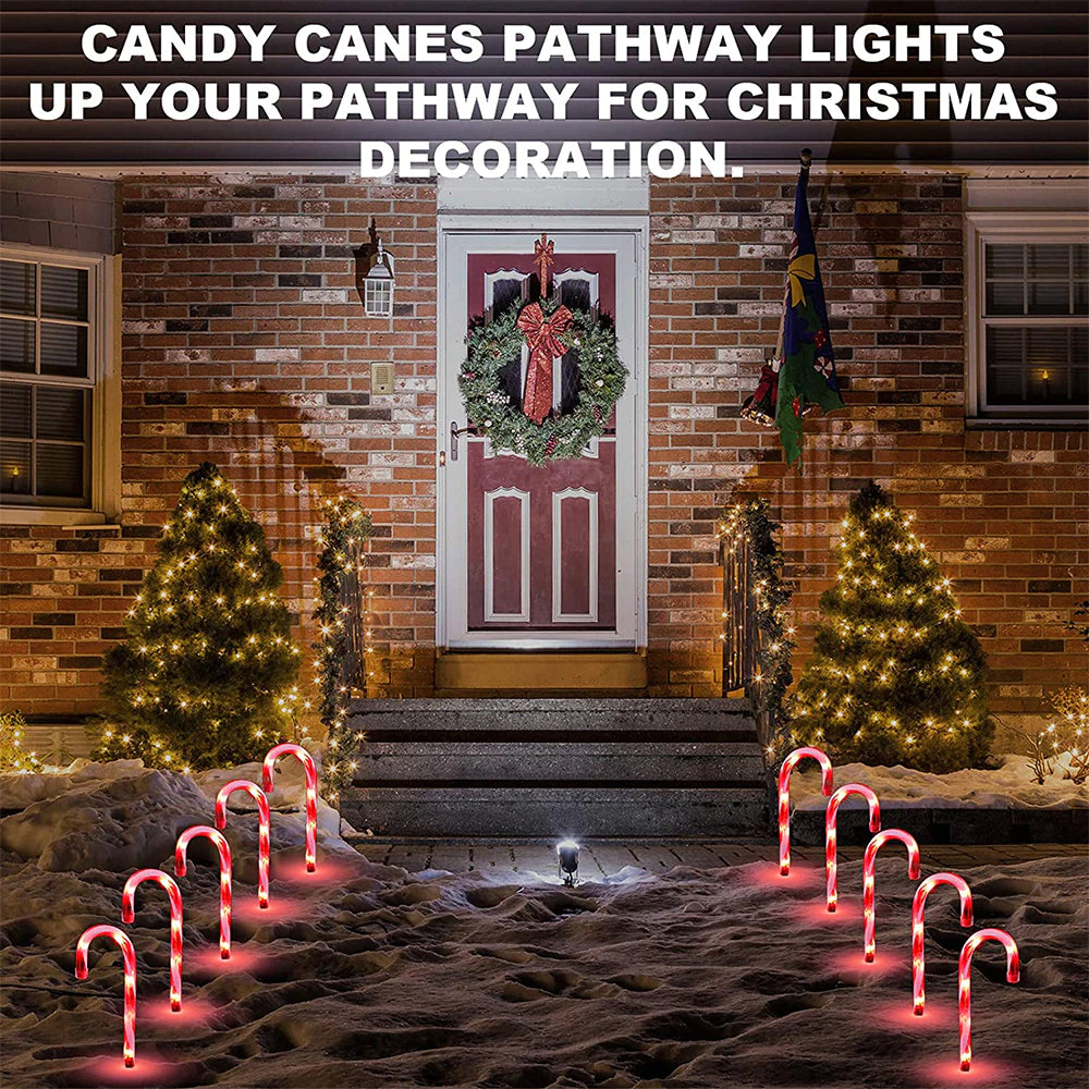 Solar Powered Christmas Candy Cane Pathway Lights Markers