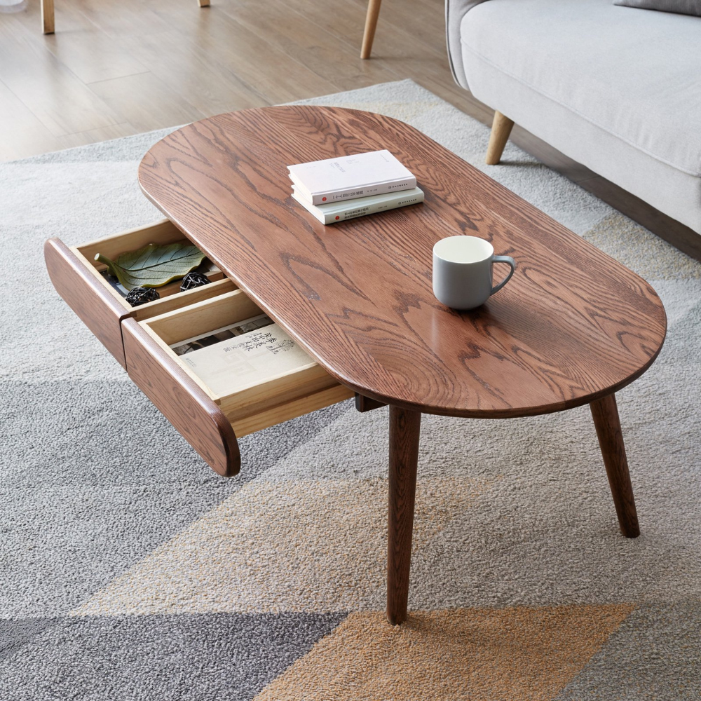 Solid Wood Capsule Centre Table with Drawers