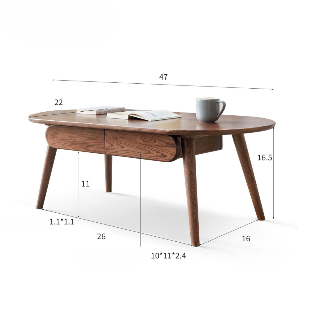 Solid Wood Capsule Centre Table with Drawers