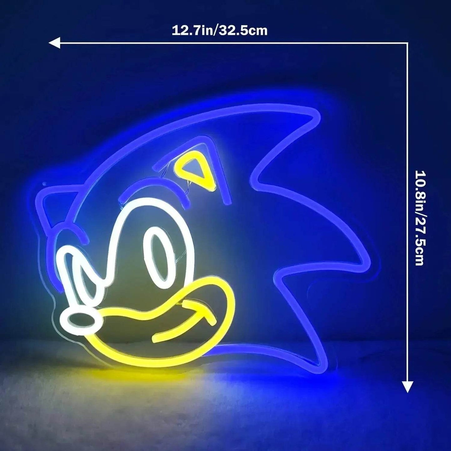 Sonic Neon Sign - Bright Blue LED Neon Light for Retro Gaming Decor - Blue