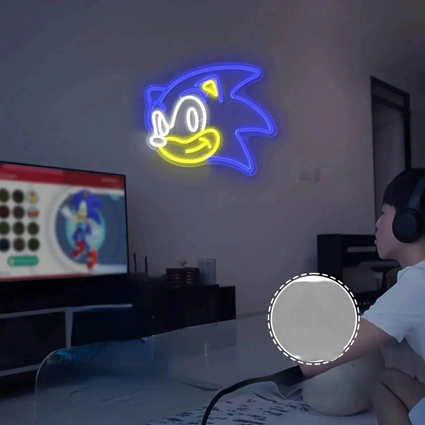 Sonic Neon Sign - Bright Blue LED Neon Light for Retro Gaming Decor - Blue