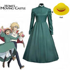 Sophie Cosplay Dress – Howl's Moving Castle Green Outfit with Hat - S / Dress and hat