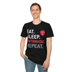 Sorcerer Class T-Shirt – 'Eat, Sleep, Metamagic, Repeat' - Navy / S