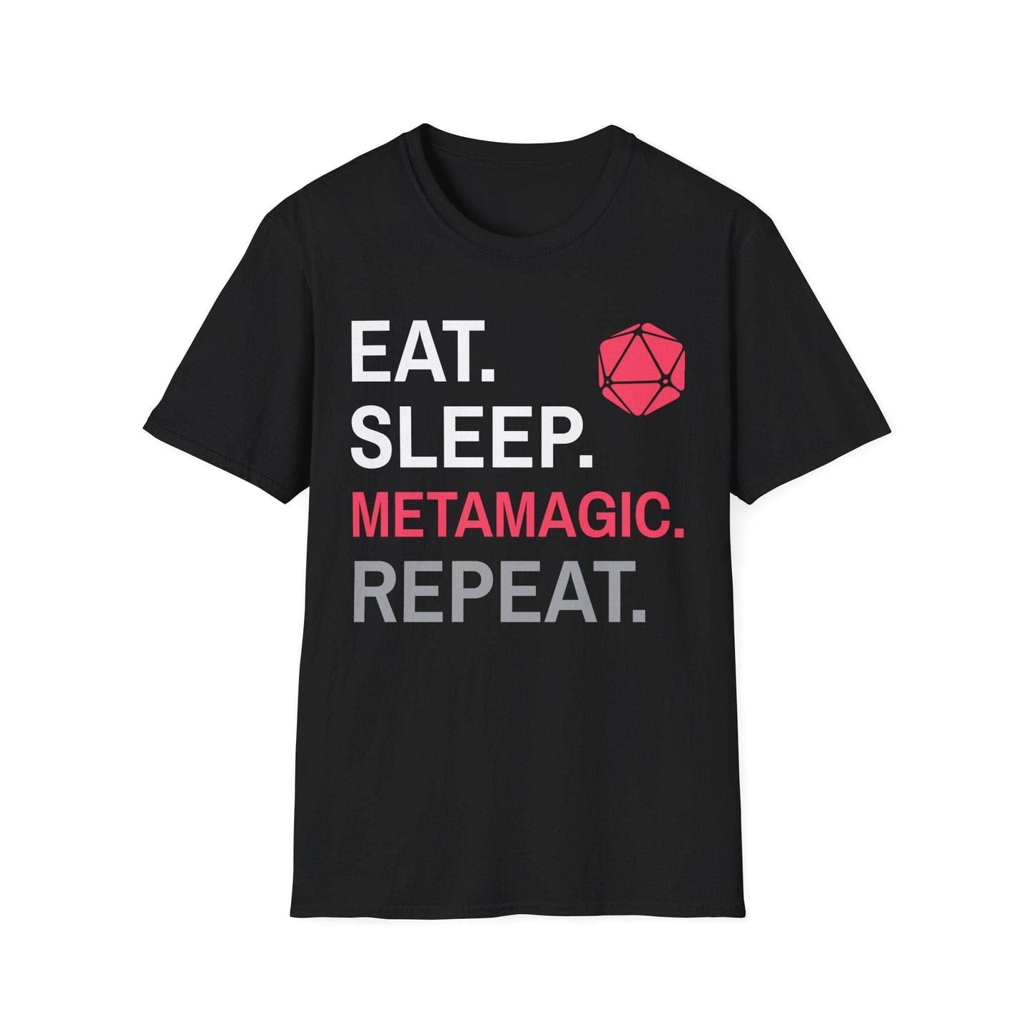 Sorcerer Class T-Shirt – 'Eat, Sleep, Metamagic, Repeat' - Black / S