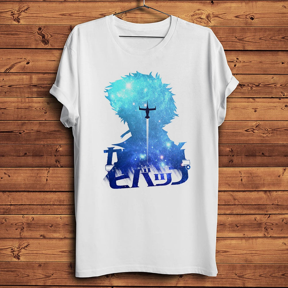 space Cowboy Hunter spike Bebop funny anime tshirt,men white short sleeve casual t shirt,unisex manga streetwear breathable tee