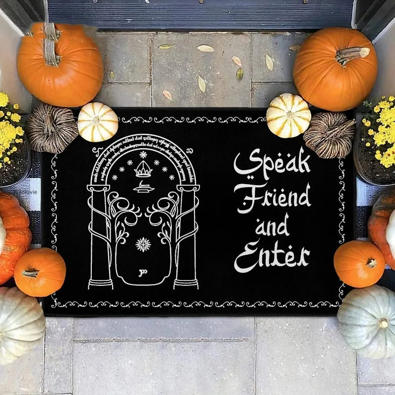 Speak Friend and Enter Doormat Non-Slip Bathroom Kitchen Mat Garden Garage Door Floor Entrance Carpet Rug