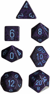 Speckled Polyhedral Cobalt 7-Die Set