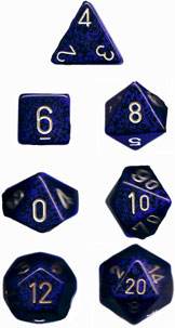 Speckled Polyhedral Golden Cobalt 7-Die Set - Role-Players