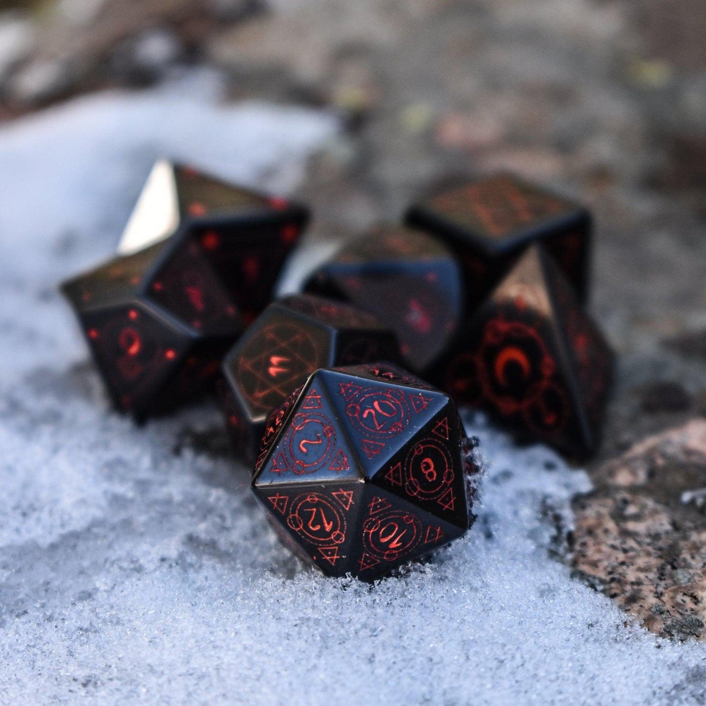 Spellcaster Obsidian Stone Dice Set