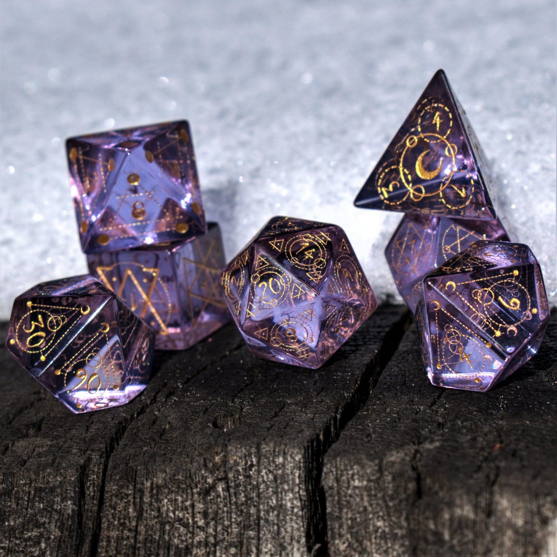 Spellcaster Purple Glass Dice Set