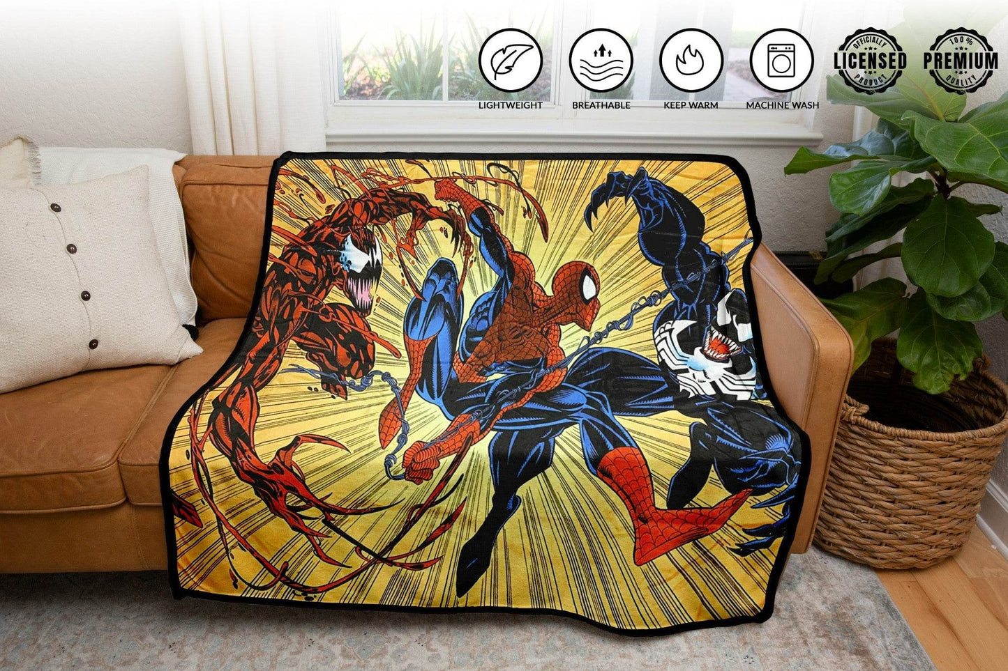 Spider-Man Maximum Carnage And Venom Marvel Fleece Throw Blanket 45in. By 60in. - 