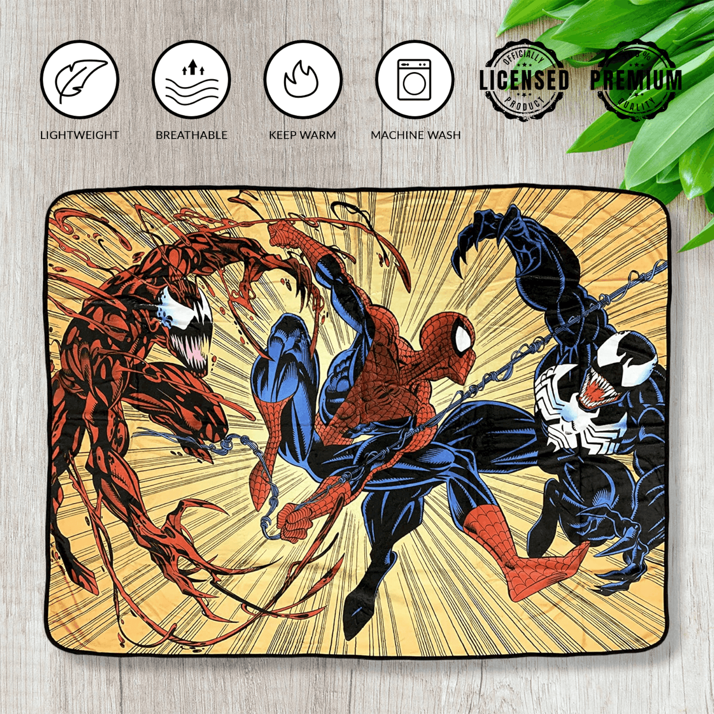 Spider-Man Maximum Carnage And Venom Marvel Fleece Throw Blanket 45in. By 60in. - 