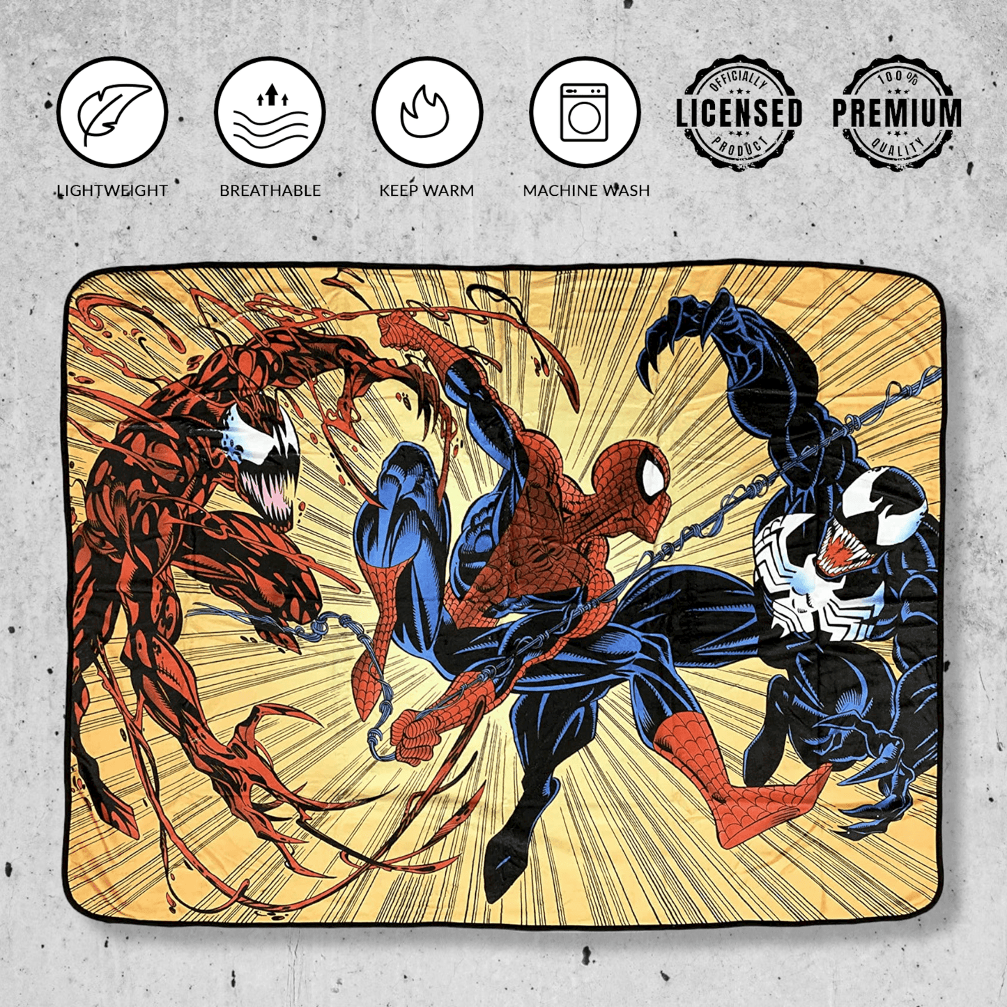 Spider-Man Maximum Carnage And Venom Marvel Fleece Throw Blanket 45in. By 60in. - 
