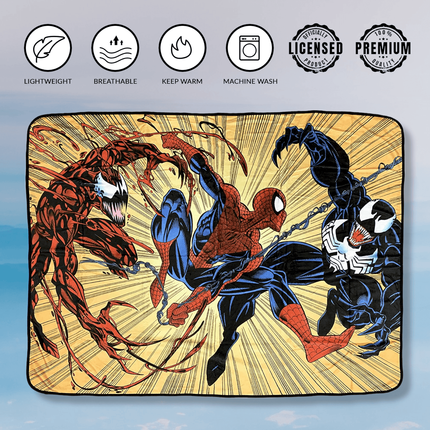 Spider-Man Maximum Carnage And Venom Marvel Fleece Throw Blanket 45in. By 60in. - 
