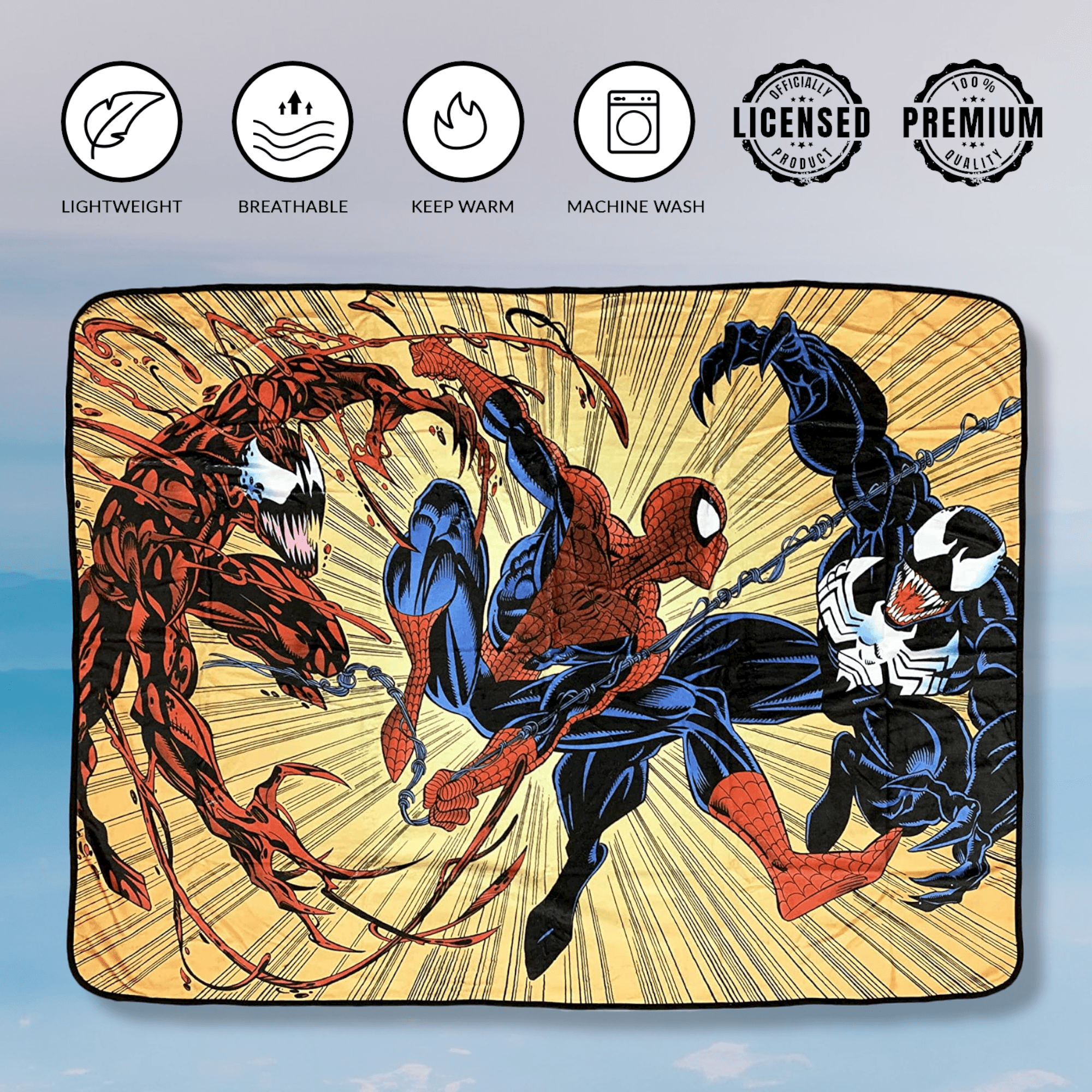 Spider-Man Maximum Carnage And Venom Marvel Fleece Throw Blanket 45in. By 60in. - 