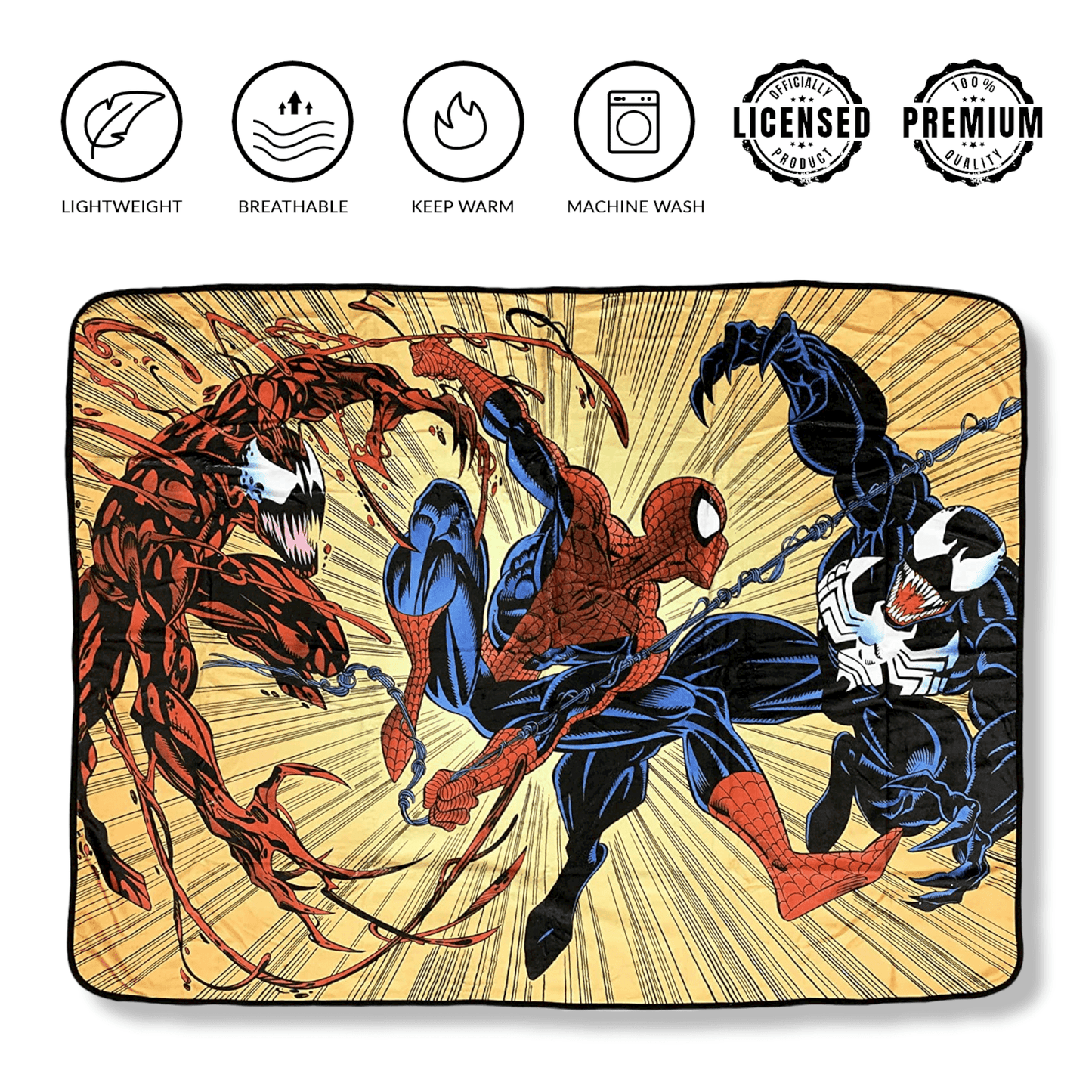Spider-Man Maximum Carnage And Venom Marvel Fleece Throw Blanket 45in. By 60in. - 