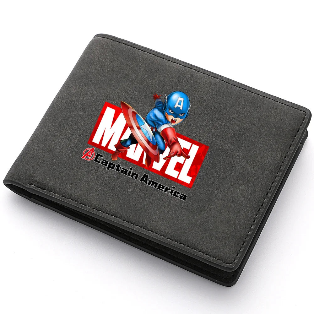 Spiderman Deadpool Avengers Men's Short Wallet Soft Leather Zipper Coin Credit ID Cards Purse Business Multifunctional Wallet