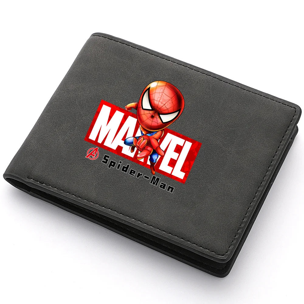 Spiderman Deadpool Avengers Men's Short Wallet Soft Leather Zipper Coin Credit ID Cards Purse Business Multifunctional Wallet