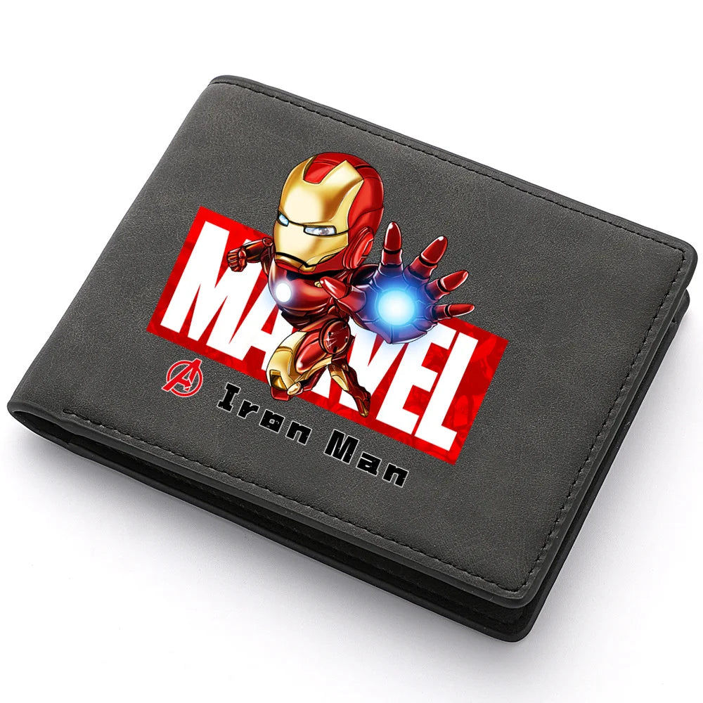 Spiderman Deadpool Avengers Men's Short Wallet Soft Leather Zipper Coin Credit ID Cards Purse Business Multifunctional Wallet