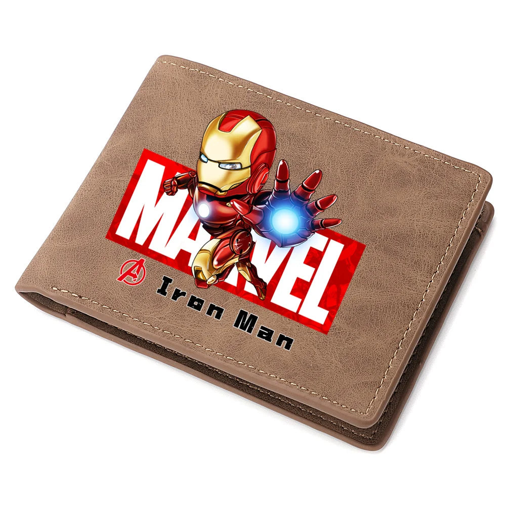 Spiderman Deadpool Avengers Men's Short Wallet Soft Leather Zipper Coin Credit ID Cards Purse Business Multifunctional Wallet