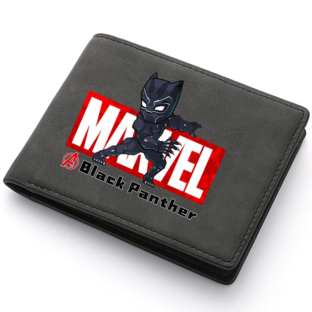 Spiderman Deadpool Avengers Men's Short Wallet Soft Leather Zipper Coin Credit ID Cards Purse Business Multifunctional Wallet