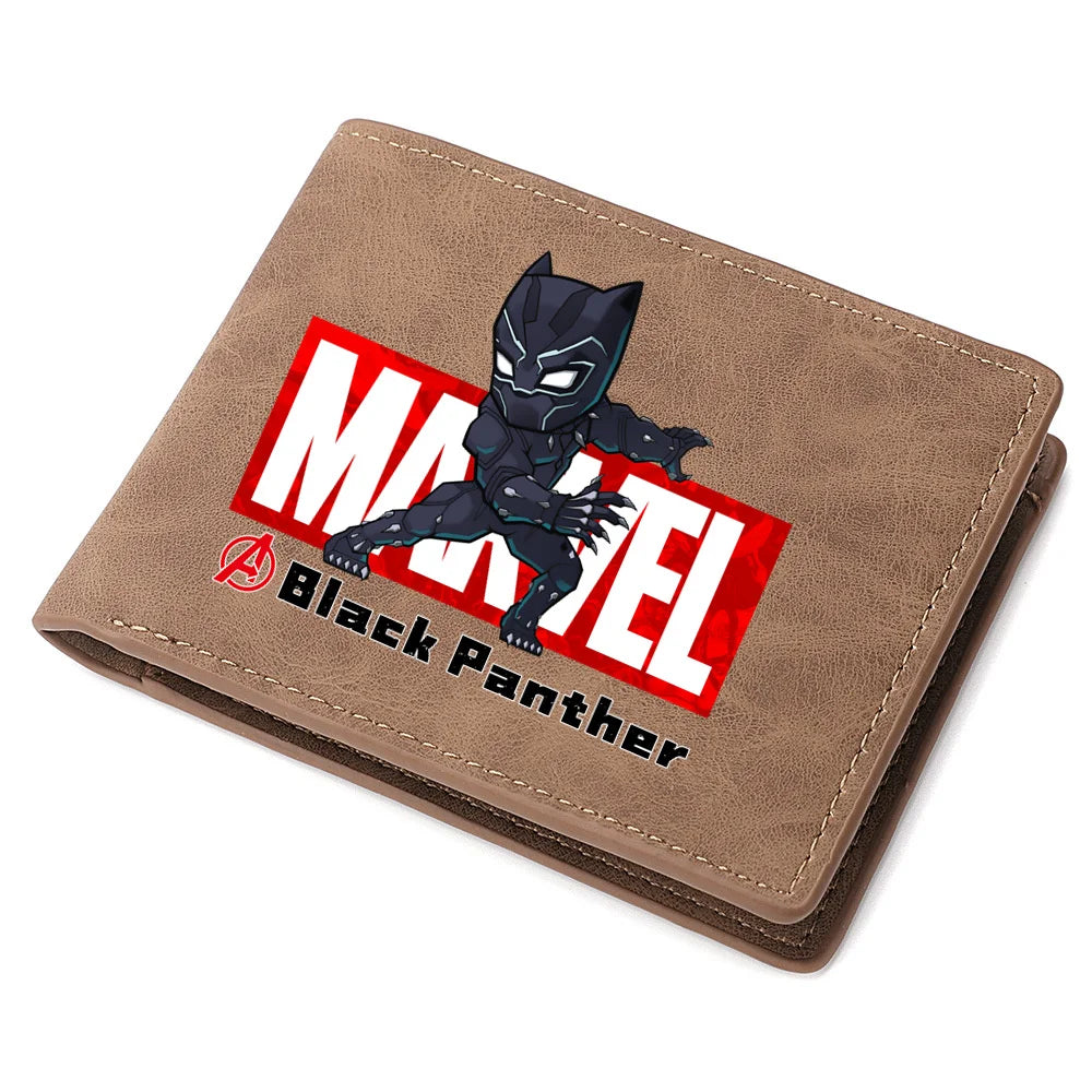 Spiderman Deadpool Avengers Men's Short Wallet Soft Leather Zipper Coin Credit ID Cards Purse Business Multifunctional Wallet