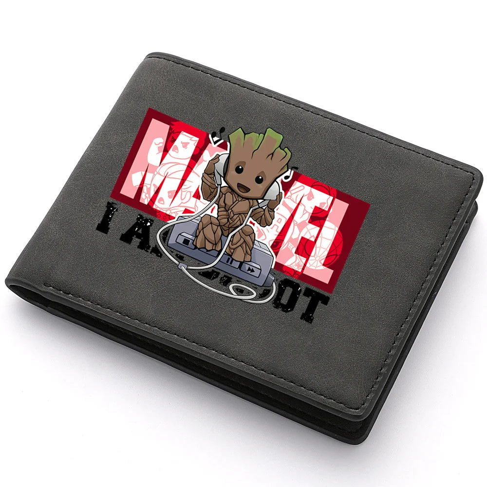 Spiderman Deadpool Avengers Men's Short Wallet Soft Leather Zipper Coin Credit ID Cards Purse Business Multifunctional Wallet