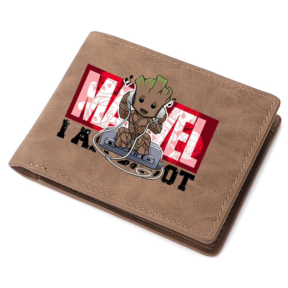 Spiderman Deadpool Avengers Men's Short Wallet Soft Leather Zipper Coin Credit ID Cards Purse Business Multifunctional Wallet