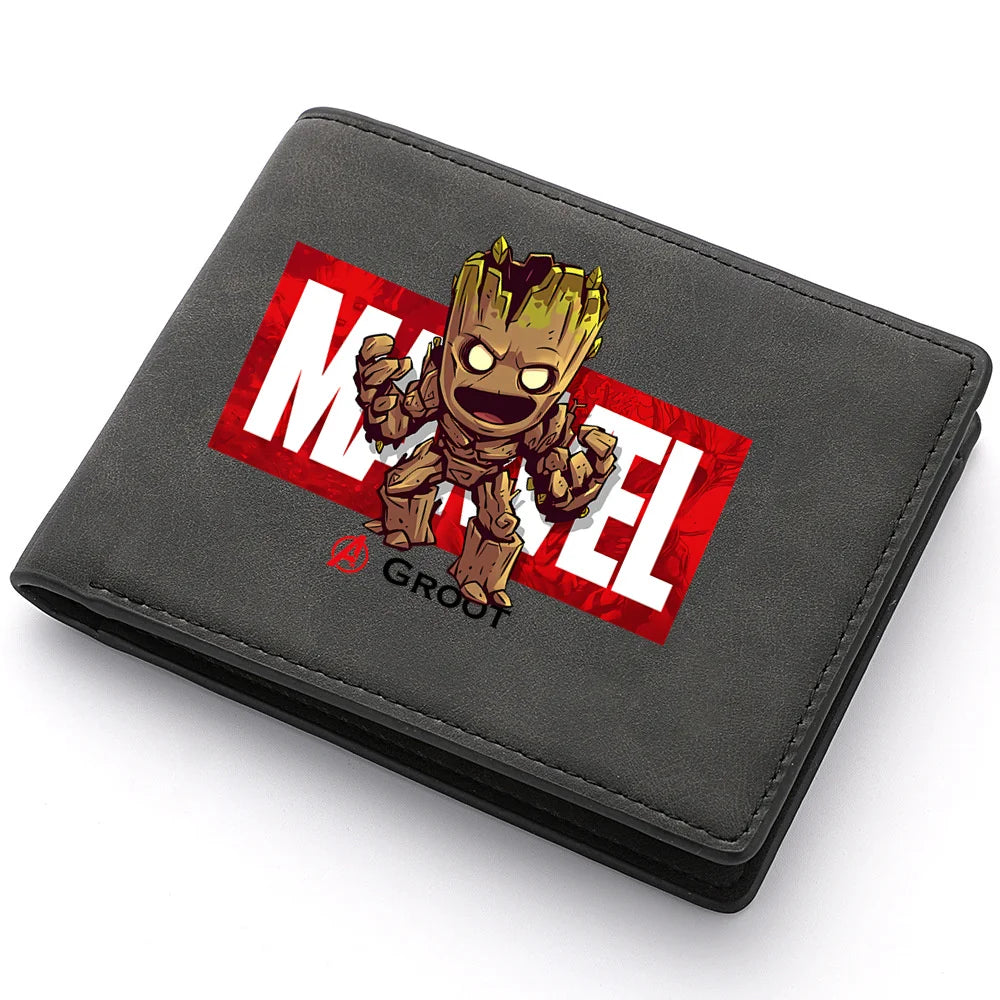 Spiderman Deadpool Avengers Men's Short Wallet Soft Leather Zipper Coin Credit ID Cards Purse Business Multifunctional Wallet