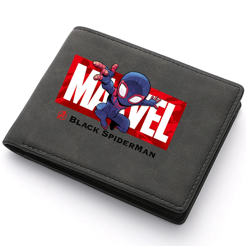 Spiderman Deadpool Avengers Men's Short Wallet Soft Leather Zipper Coin Credit ID Cards Purse Business Multifunctional Wallet