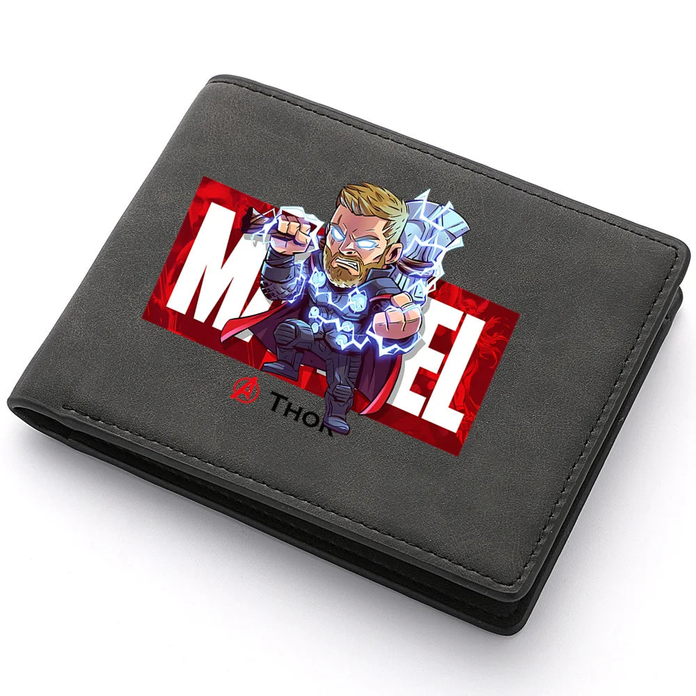 Spiderman Deadpool Avengers Men's Short Wallet Soft Leather Zipper Coin Credit ID Cards Purse Business Multifunctional Wallet