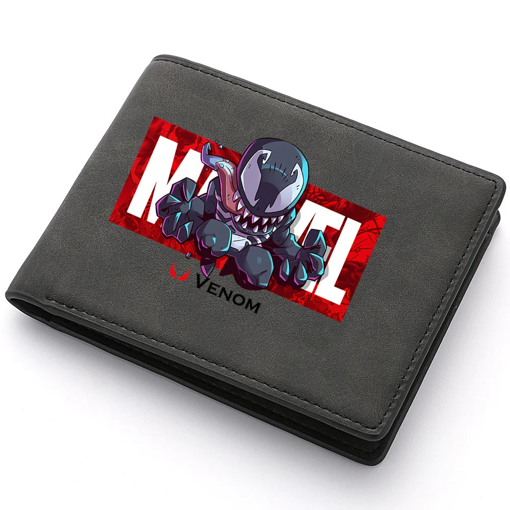 Spiderman Deadpool Avengers Men's Short Wallet Soft Leather Zipper Coin Credit ID Cards Purse Business Multifunctional Wallet