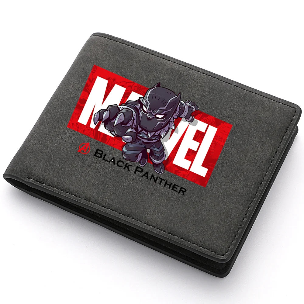 Spiderman Deadpool Avengers Men's Short Wallet Soft Leather Zipper Coin Credit ID Cards Purse Business Multifunctional Wallet