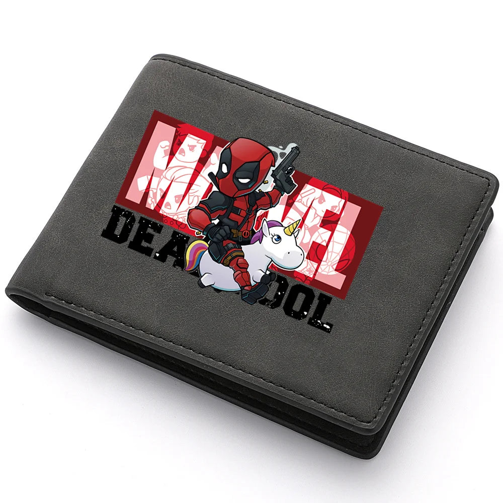 Spiderman Deadpool Avengers Men's Short Wallet Soft Leather Zipper Coin Credit ID Cards Purse Business Multifunctional Wallet