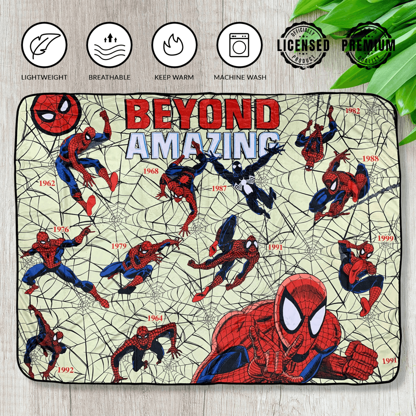 Spider-Man Beyond Amazing 60th Marvel Flannel Throw Super Soft Fleece Blanket 45x60in - 