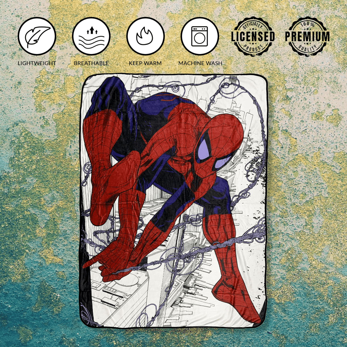 Spider-Man Webslinger Marvel Flannel Fleece Throw Super Soft Lightweight Fleece Blanket 45x60in - 